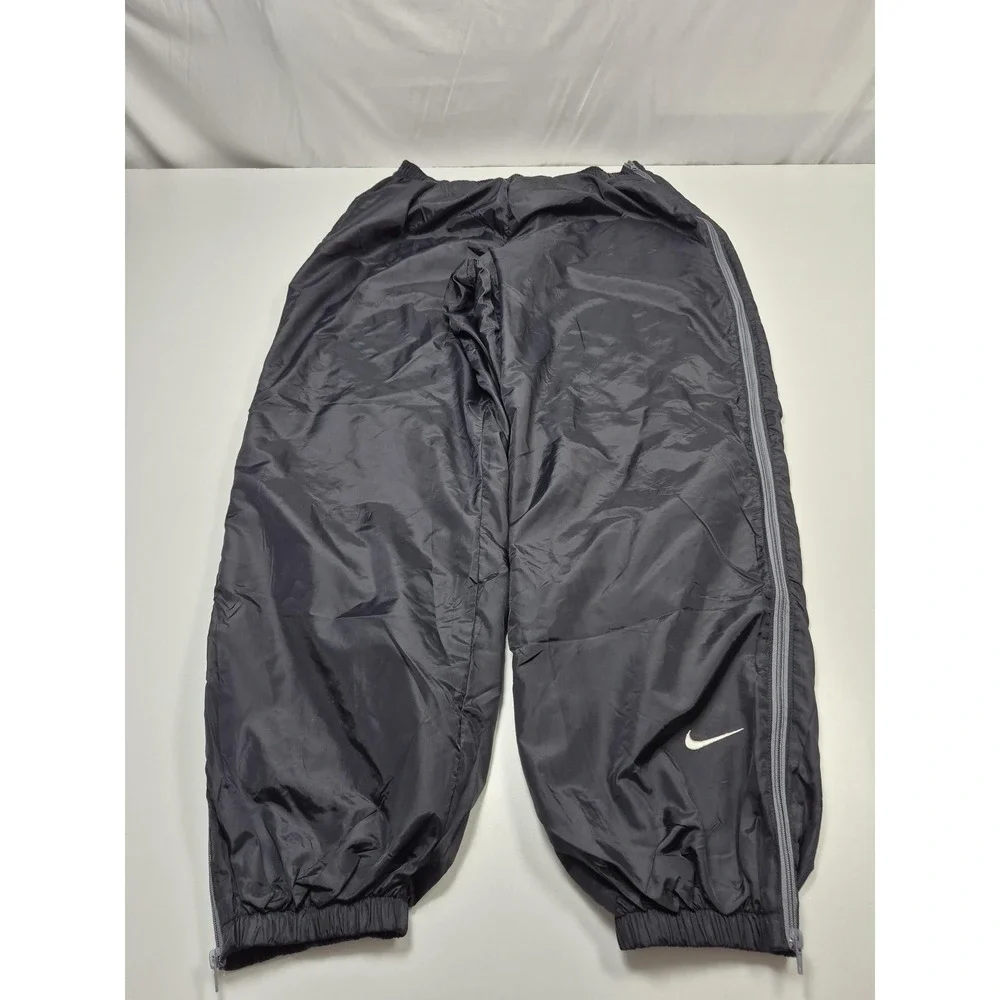 VTG Nike Track Pants Mens 3XL Gray Nylon Mesh Lined Full Zip Leg Elastic Cuff